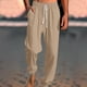 thumbnail image 1 of Pantalones largos para hombre, con cintura elástica, bolsillos y pernera ancha, para playa, 1 of 6