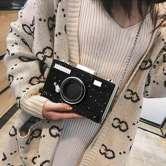 ORDDIART 1Pcs Camera Design Handbag Camera Shape for Women with Simple and School
