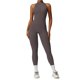 thumbnail image 1 of Mono de entrenamiento sin mangas for mujer con cremallera mameluco pantalones cortos V espalda Scrunch sexy mono de entrenamiento de una pieza, 1 of 7
