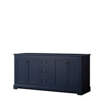 0.75 x 72 x 22 in. Avery Double Bathroom Vanity with No Countertop, No Sink & Matte Black Trim, Dark Blue