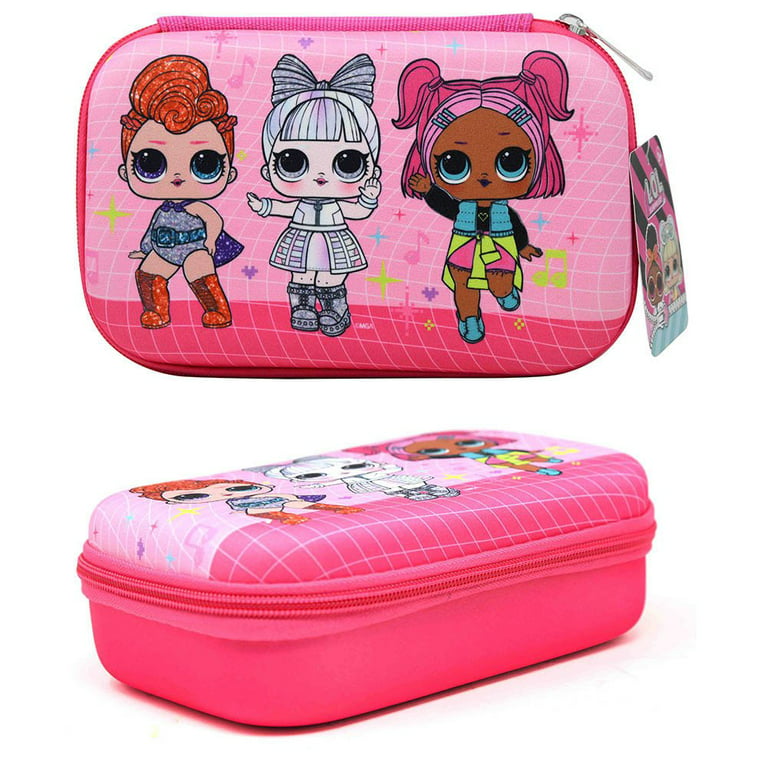  LOL Surprise Doll Pencil Case Set with LOL Stickers and Gel  Pens for Girls, Molded with Zip Closure, Pink : Office Products