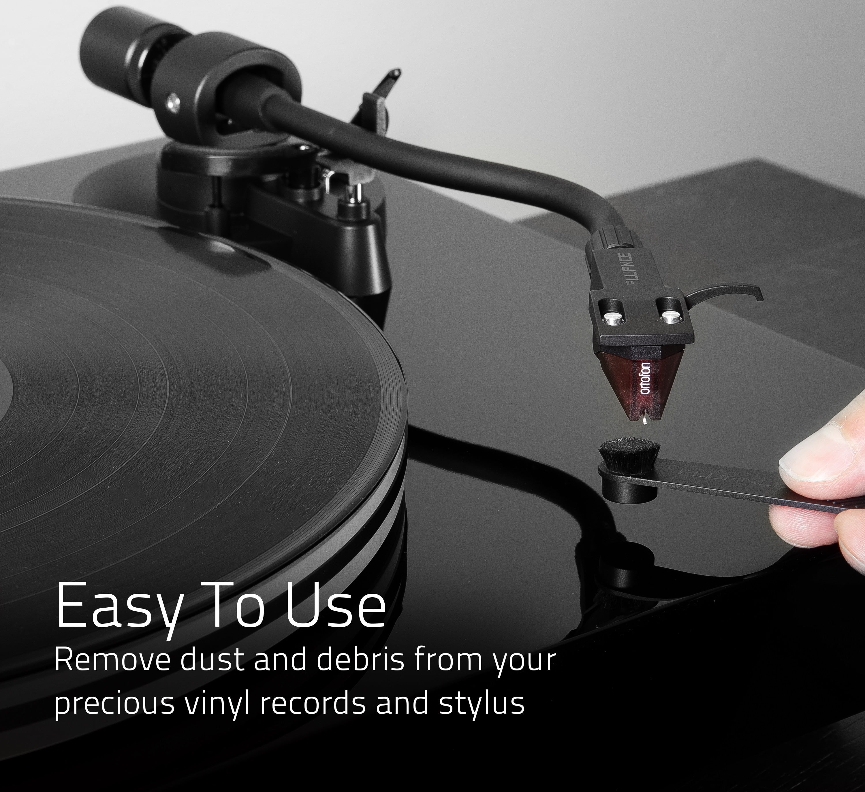 Fluance Vinyl Record Cleaning Kit with 2-in-1 Anti-Static Record & Stylus  Brush
