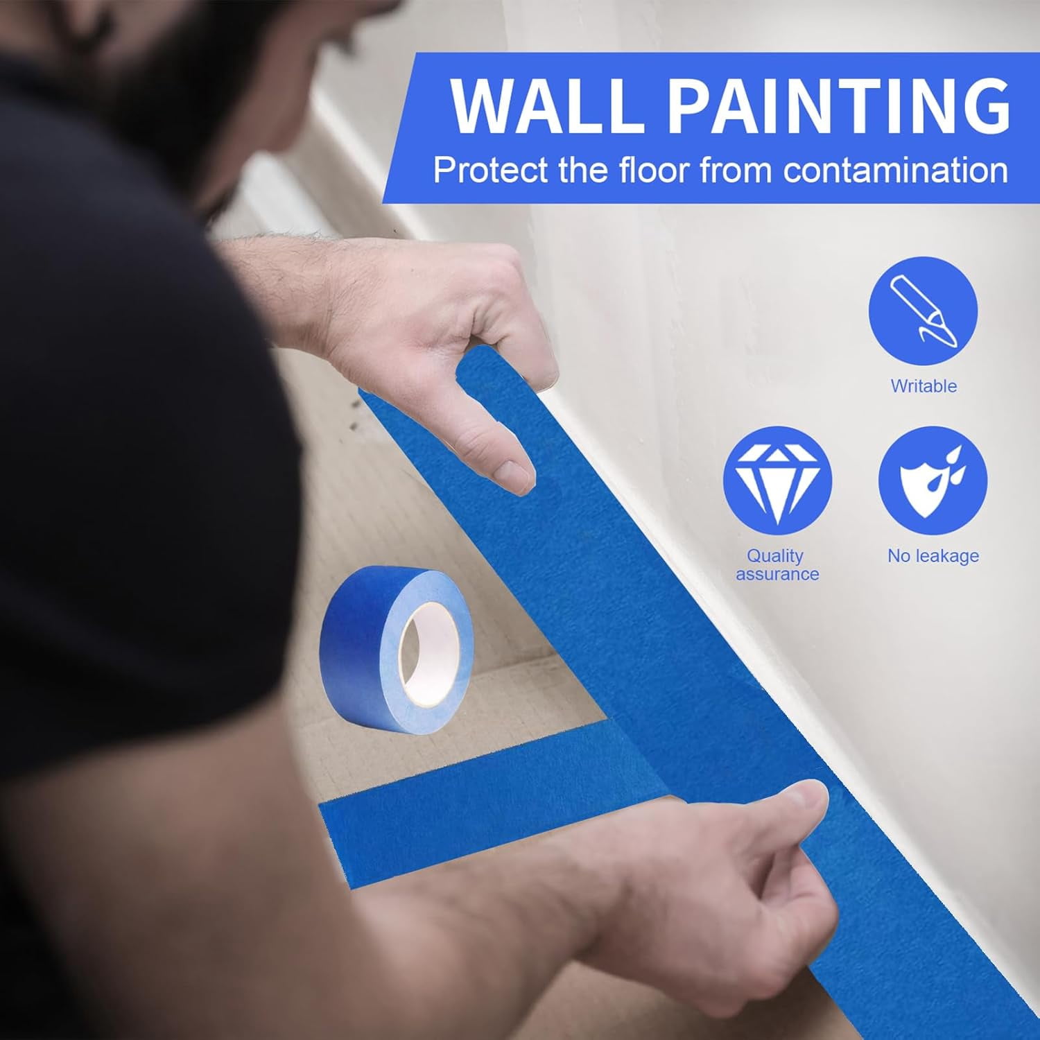 PM Painters Tape 2 Inch Wide, 8 Pack Blue Masking Tape for General Purpose Use, 2 Inches x 55 Yards x 8 Rolls, 440 Yards in Total