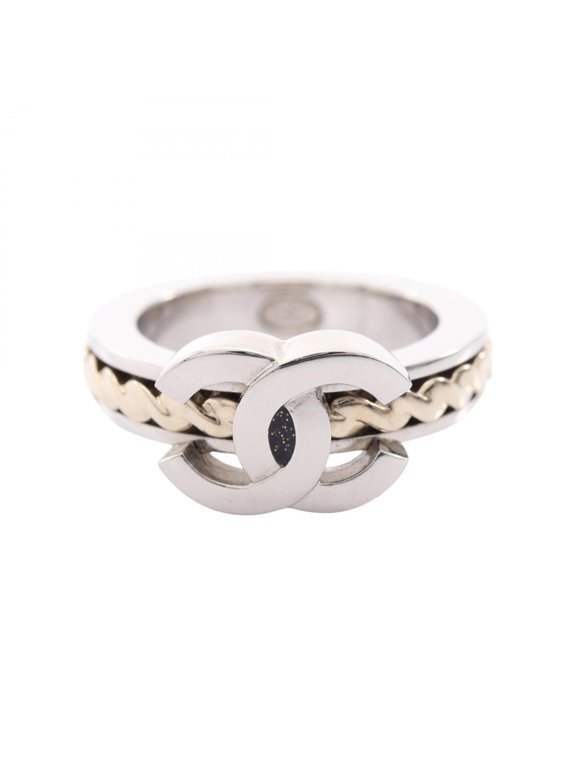 Pre-Owned Chanel Coco Mark Ring - Stainless Steel Jewelry for Women Silver/Gold Tones