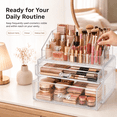 thumbnail image 2 of GAZILY® 3-Tier Clear Makeup Organizer with 2 Drawers for Vanity Countertop, Divided Cosmetic Storage for Lipstick, Brushes, Palettes and Skincare, 2 of 7
