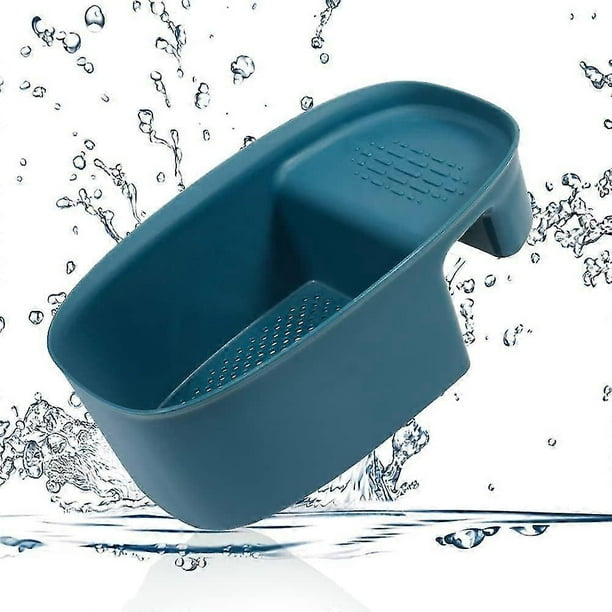 Sink Strainer Colander Drain Basket, Kitchen Waste Corner Food Strainer (Blue)