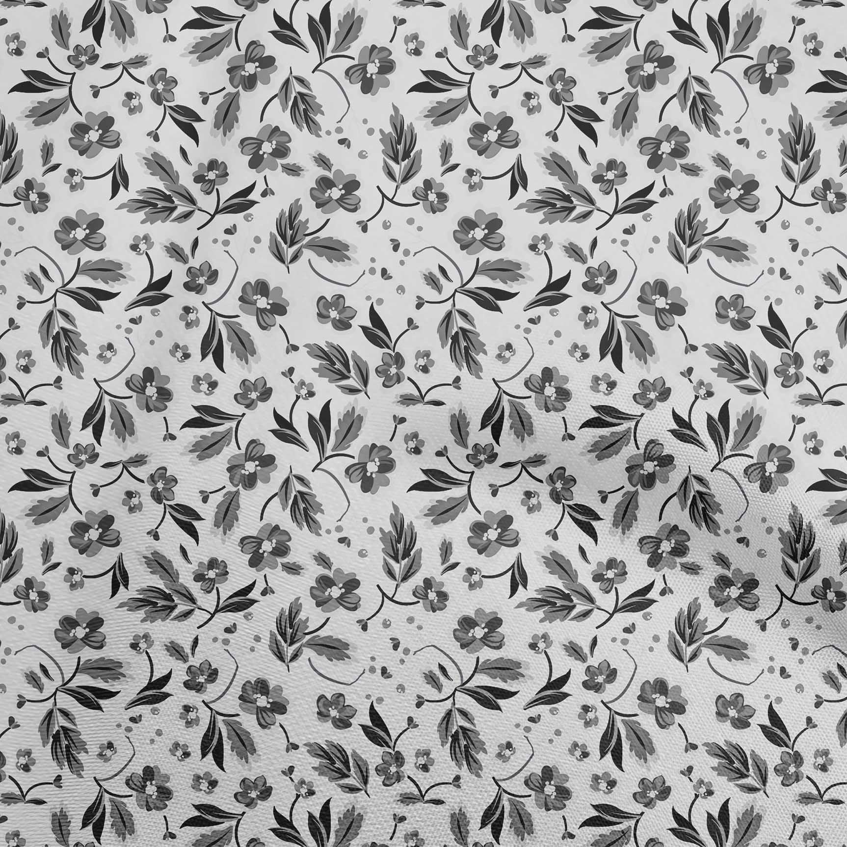 oneOone Polyester Spandex Gray Fabric Floral Sewing Material Print Fabric By The Yard 56 Inch Wide