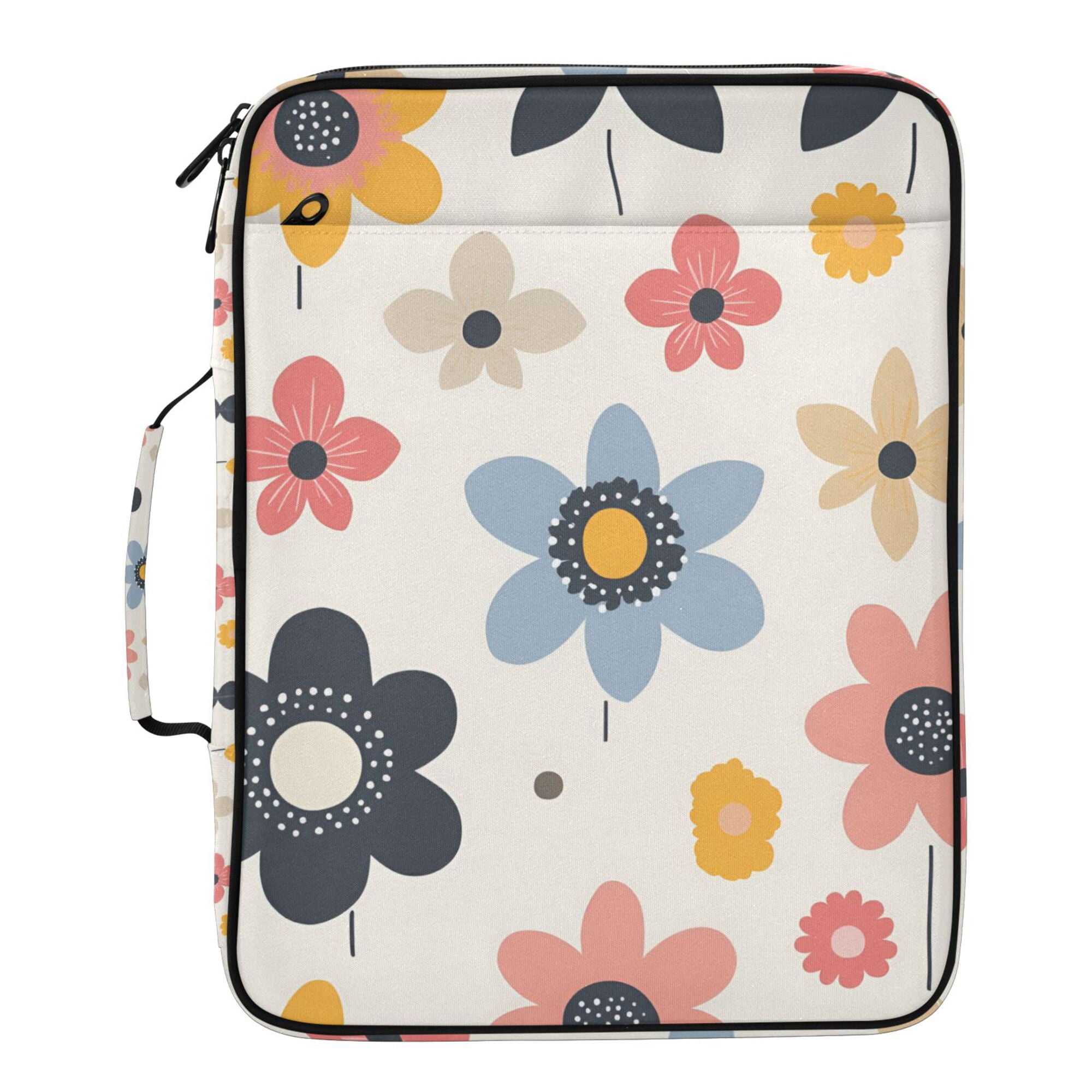 FORMRS Accordion File Folder A4 Size 7-Pocket Expanding Document Organizer Bag with 3 Ring Binder, Beige Retro Flower