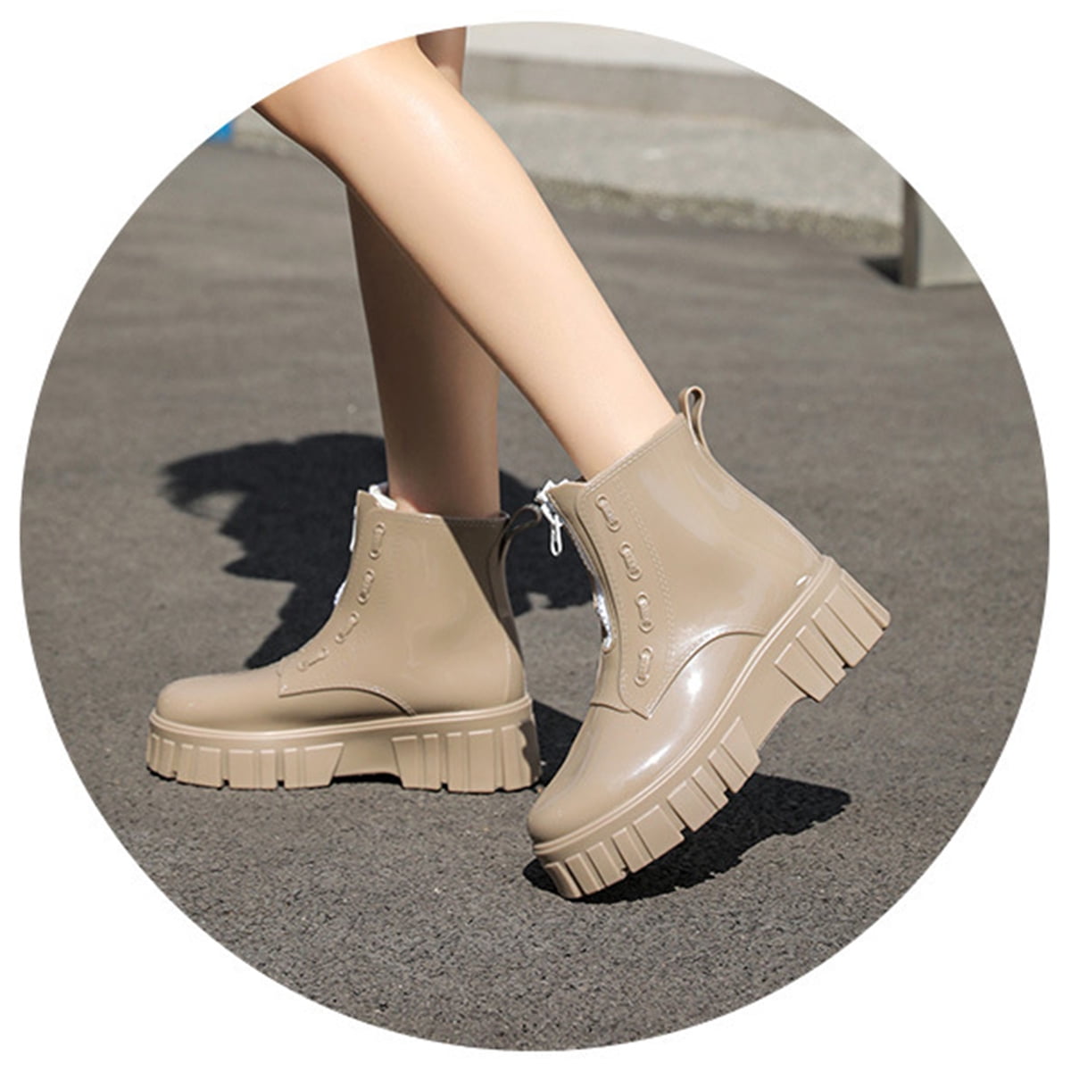 AUXDIQ Rain Shoes Women Mid-calf Boots Waterproof Rain Boots Outdoor Garden Shoes