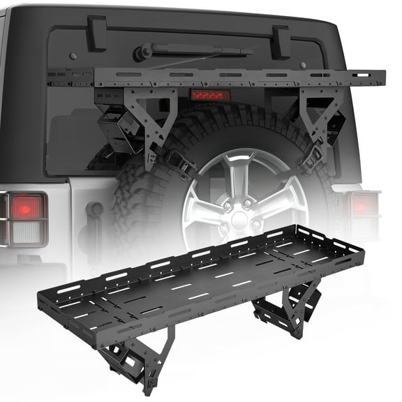 VEVOR Spare Tire Cargo Basket, for 30-40 Inch Tires, Fit for 1976-2024 Jeep Wrangler JK JL TJ YJ CJ, 80 lbs Load Capacity, Utility Cargo Basket Rack Storage Tray Replacement, No-Drill Installation
