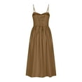 thumbnail image 4 of Efsteb Sleeveless Casual Summer Dresses for Women Lace Up Back Corset Dress Spaghetti Strap Pleated A-Line Midi Dresses (Brown,XXL), 4 of 7