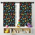 thumbnail image 5 of Blackout Kids Curtains,Black Cartoon Dinosaurs Colorful Leaves Pattern Childrens Insulated Curtains Set Of 2,Bedroom Essentials,Toddler Room Decor 42"x54", 5 of 5