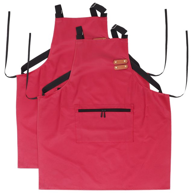 Delantal de cocina ajustable de PU con bolsillos, impermeable y resistente al aceite, para mujeres y hombres, ideal para chefs, cocineros y repostería, 2 unidades