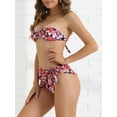 thumbnail image 2 of DARING DIVA Women's Floral Print Bandeau Bikini Sets 3 Pieces XS Red, 2 of 6