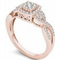 thumbnail image 2 of 1/2 Carat T.W. Diamond Criss-Cross Shank Halo Cluster 10kt Rose Gold Engagement Ring, 2 of 5