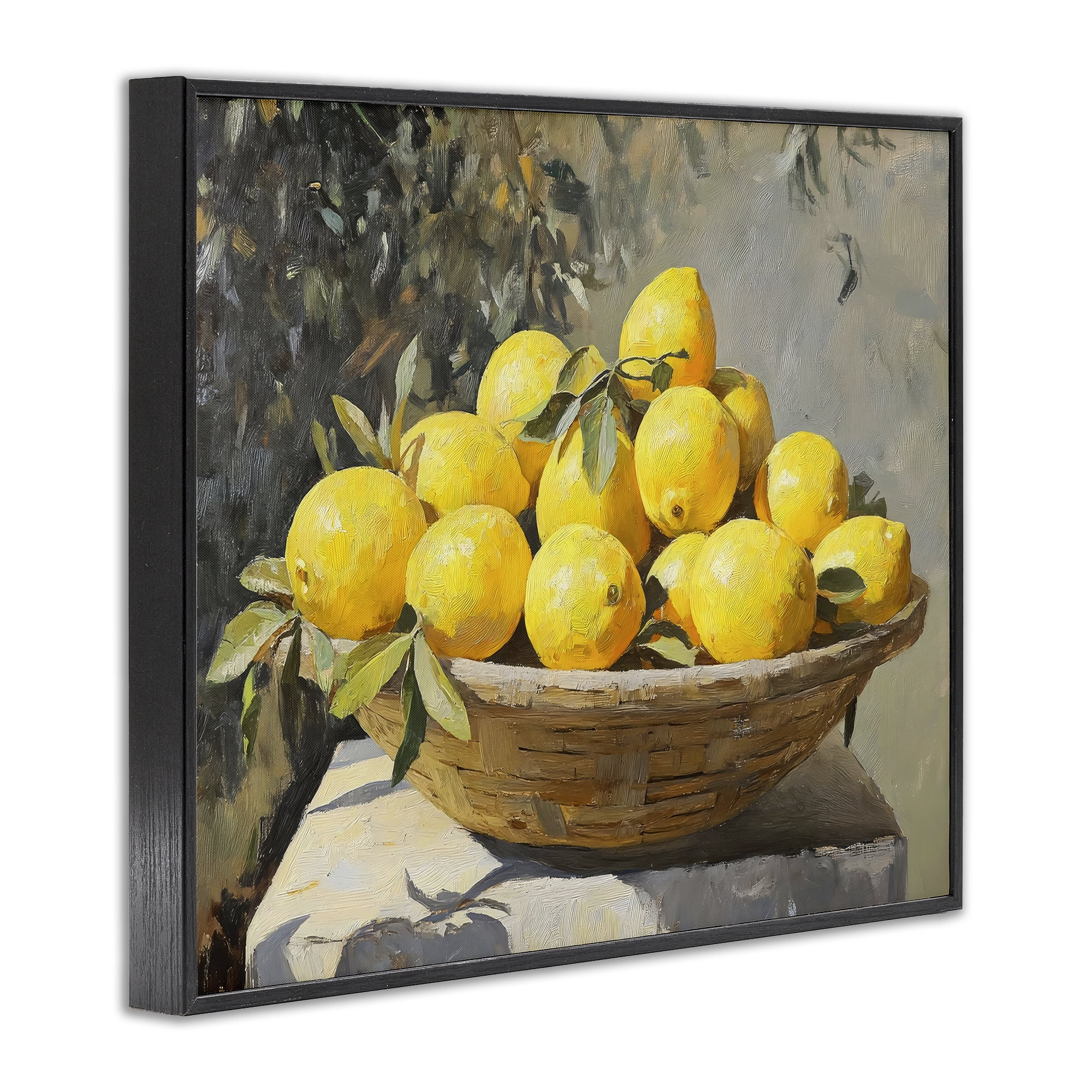 Stupell Industries Basket of Lemons in Sunlight Black Framed Giclee Art, design by Creative Studio