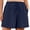 F1-Navy Blue, variant on SHOWMALL Women's Plus Size Athletic Shorts with Pockets, Light Gray 2X Cotton Blend Workout Shorts with Side Slits & Drawstring