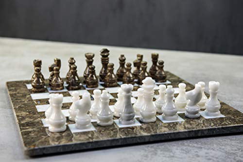 RADICALn Handmade Marble Grey Oceanic and White Weighted Popular Play Board Chess Game Set for Adult New Tournament Gift Style Classic Chess Sets 