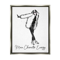 Stupell Industries Glam Main Character Energy Chic Fashion Woman Graphic Art Luster Gray Floating Framed Canvas Print Wall Art, Design by Mercedes Lopez Charro