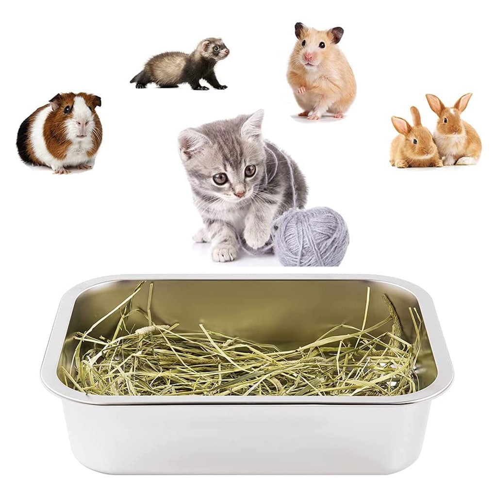 OOKWE Non Odor and Rust Proof Safe and Hard Stainless Steel Litter Box for Cat Rabbit Non-toxic and Odorless Durable Indoor