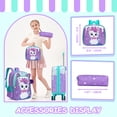 thumbnail image 4 of Kids Caary on Luggage Sets with Wheels Travel Suitcases for Girls with Travel Pillow School Backpack 6-12 Years Old 16 Inch Purple Cat, 4 of 7