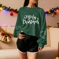 thumbnail image 3 of Womens Christmas Sweatshirts Xmas Tree Printed Crop Tops for Teen Girls Casual Crewneck Long Sleeve Pullovers (2XL, Green A), 3 of 5