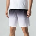 thumbnail image 3 of safuny Men's Running Shorts Sweat Gym Shorts Elastic Waist Drawstring Pants Summer Beach Gradian Color Workout Causal Zipper Pockets White S, 3 of 5