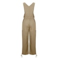 thumbnail image 5 of hotojiny Cotton Linen Overalls for Womens Adjustable Straps Button Jumpsuits with Pocket Drawstring Casual Sleeveless Rompers, 5 of 6