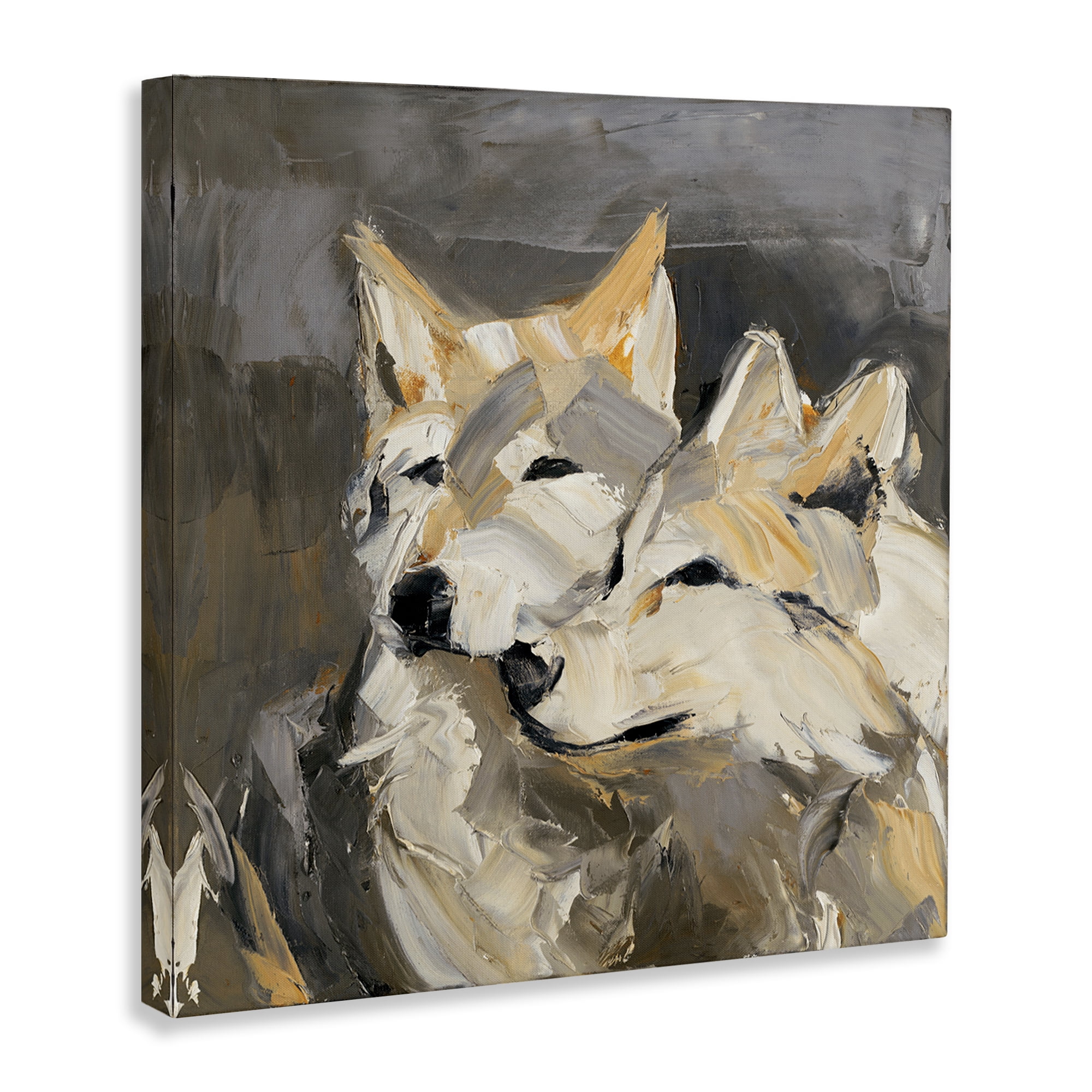 Stupell Industries Cuddling Wolf Pair Animals & Insects Painting Gallery Wrapped Canvas Art Print Wall Art, 30 x 30