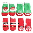 thumbnail image 1 of Calcetines navideños para perros, aptos para uso en interiores, 4 piezas de protectores de patas para mascotas, 1 of 5