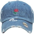thumbnail image 3 of MEDIUM DENIM ROSE VINTAGE DISTRESSED DAD HAT BASEBALL CAP, 3 of 4