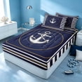 thumbnail image 3 of Erosebridal Marine Anchor Zipper Twin Comforter Sets with Fitted Sheet and 2 Pillowcases, Coastal Stripe Zipper Bedding Set, Reversible, 3 of 7