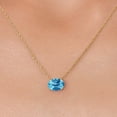 thumbnail image 3 of Gem Stone King 14K Yellow Gold Swiss Blue Topaz Pendant Necklace for Women | 2.25 Cttw | Gemstone November Birthstone | Oval Checkerboard 9X7MM | With 18 inch Chain, 3 of 6