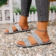 thumbnail image 6 of Bxsruta Glitter Strap Slide Sandals with Cushioned Footbed, Sparkling Casual Beach Shoes for Women's Summer Wardrobe, 6 of 8