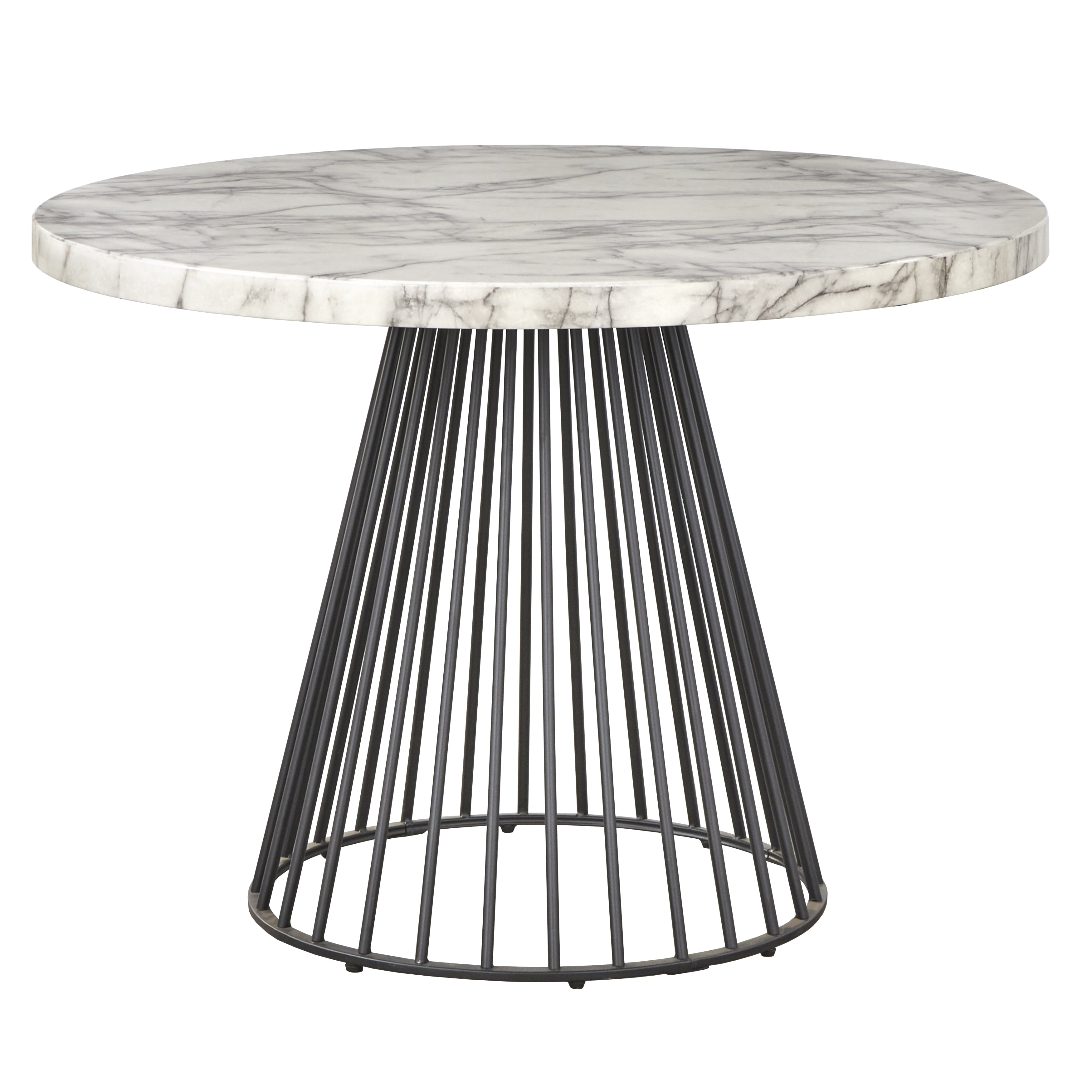 TMS Indra 45" Round Indoor Dining Table, Black/Cream Faux Marble