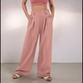 thumbnail image 4 of Pantalones de Traje Anchos para Mujer, Holgados, de Cintura Alta Elástica, Informales, Largos, Color Rosa, Talla XL, 4 of 7
