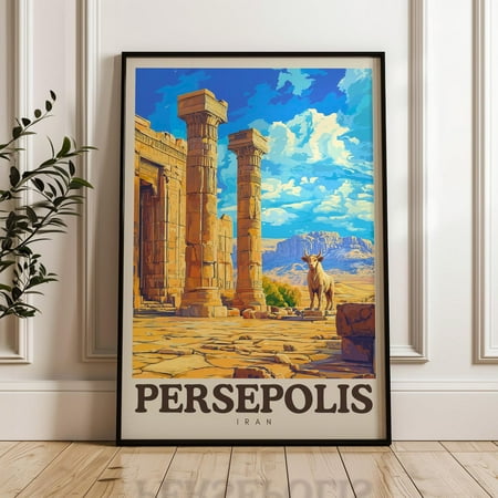 Persepolis Travel Poster, Iran Wall Art Print, Illustration Poster, Artwork, Home & Office Decor, Gift Idea, Iran Travel Print, Persia Print Wall Art, Modern Wall Decor, 8x12 UNFRAMED