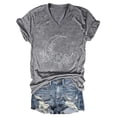 thumbnail image 4 of Women's Fashion Casual V Neck Floral Moon Print Top Short Sleeve T Shirt, 4 of 4