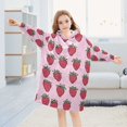 thumbnail image 5 of FORMRS Wearable Blanket Hoodie with Sleeves for Kids Cozy Flannel Sweatshirt, Cartoon Strawberry, 5 of 7