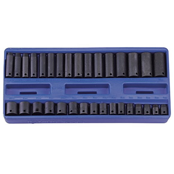 Genius Tools 32 Piece 3/8" Dr. Metric Deep Impact Socket Set TF-332M