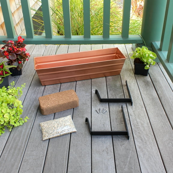 Bloom Box Garden Growing Kit, Small Copper with Wall Brackets,
