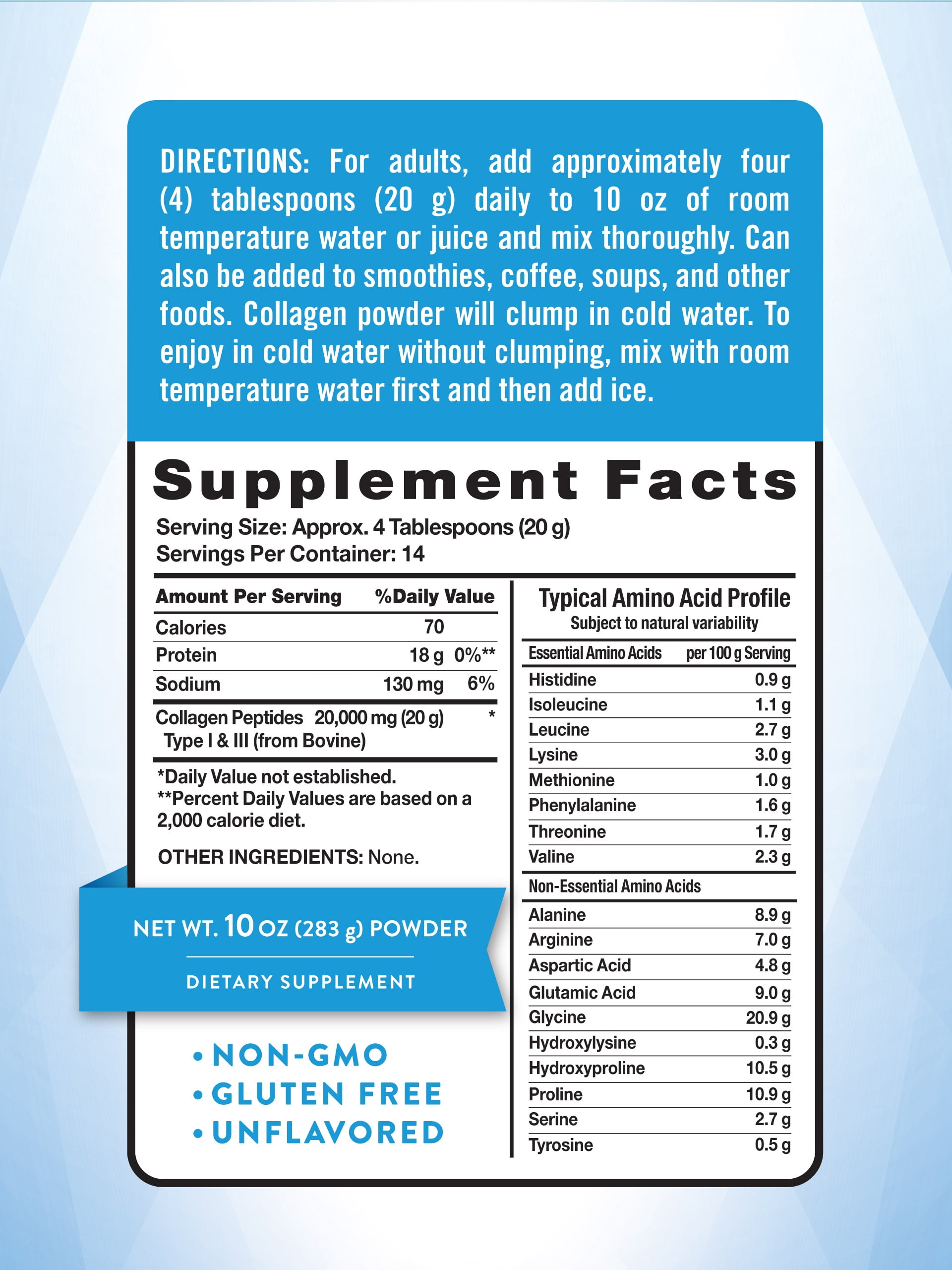Collagen Peptides Powder | 10 oz | Grass Fed, Type 1 & 3 | Keto Friendly | Unflavored, Mixes Easily | by Nature's Truth