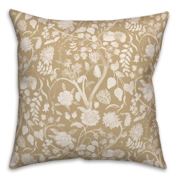 Creative Products Gold and White Florals 18 x 18 Spun Poly Pillow