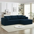 thumbnail image 2 of AENKYO 104'' Modular L-Shape Sectional Sofa with Chaise, Comfy Deep-Seat Cloud-Couch, Corduroy - Blue, 2 of 7