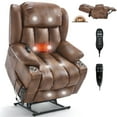 thumbnail image 5 of Dual Motor Power Lift Recliner Chair, 350 LBS Capacity, Infinite Position & 180 Degree Recline, 8-Point Massage with Lumbar Heat, Stainless Steel Cup Holders, Brown Leather, 5 of 9