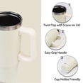thumbnail image 5 of AQUAPHILE Tumbler with Handle, 35oz Insulated Coffee Mug with Leak-proof Lid and Straw, Stainless Steel Travel Mug for Hot or Cold Drinks,Ivory, 5 of 6