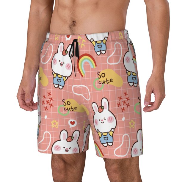 Fotbe Rabbit So Cute Traje de Baño para Hombre – Shorts de Natación de Secado Rápido con Forro y Bolsillos-XX-Large