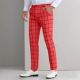 thumbnail image 2 of Stamzod Mens Plaid Work Pants Business Casual Straight Office Trousers Plus Size Loose Fit Dress Pants for Men Red L, 2 of 6