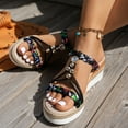thumbnail image 3 of Womens Boho Beach Slides Sandals Summer Bohemian Braided Platform Wedge Slingback Dress Sandals, 3 of 6