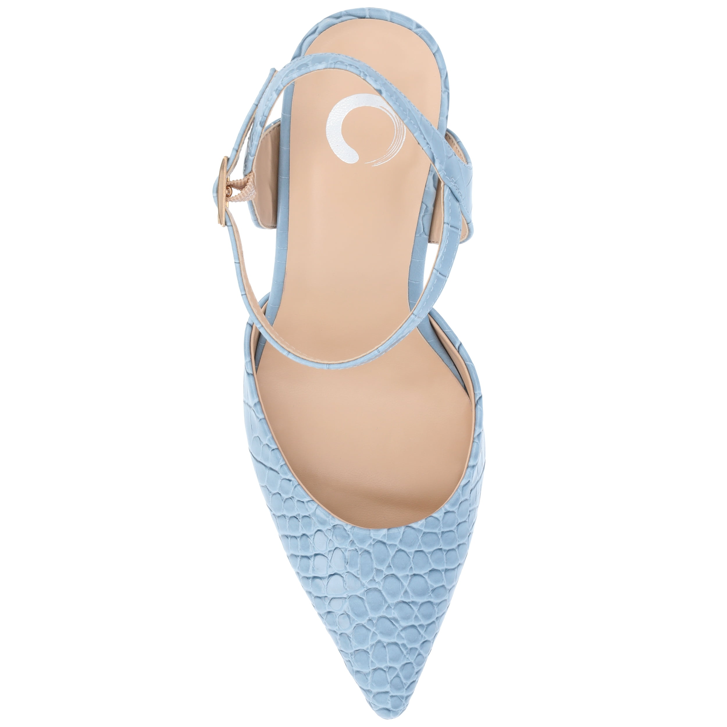 Journee Womens Nixey Croco Texture Buckle Pointed Toe Pumps, Widths Available